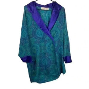 Victoria's Secret Satin Spa Robe Purple Green Large